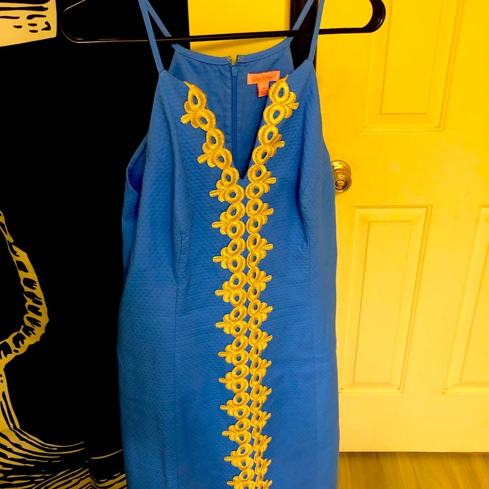 Lilly Pulitzer Blue Dress with Yellow Floral Accents